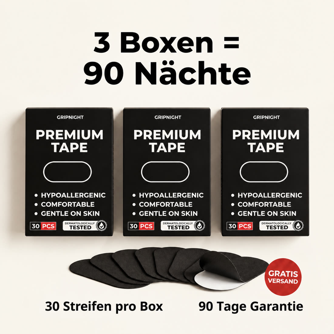 3 Boxen GripNight = 90 Nächte