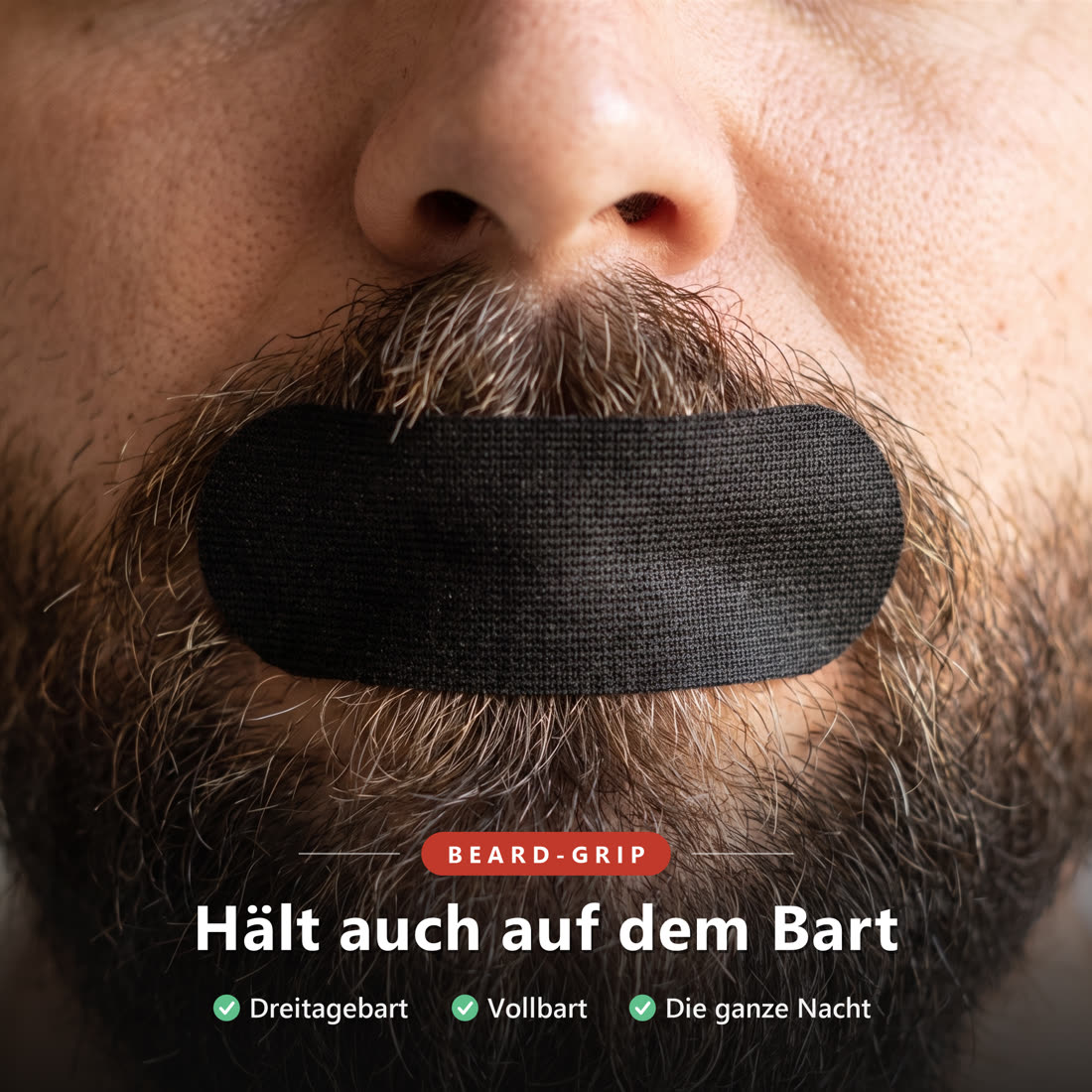 GripNight hält auf dem Bart – Dreitagebart, Vollbart, die ganze Nacht